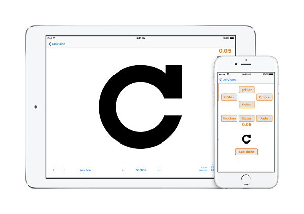 UbiVision Sehzeichen App am Apple iPad